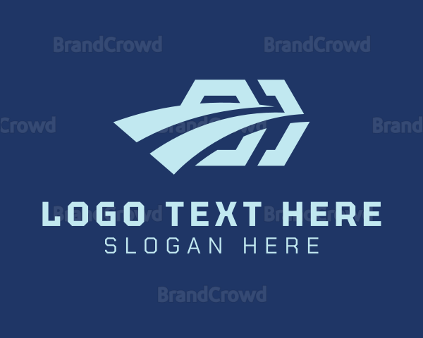 Blue Hexagonal Courier Logo