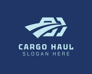 Blue Hexagonal Courier logo design