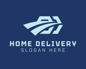 Blue Hexagonal Courier logo design