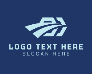 Blue Hexagonal Courier Logo