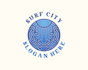 Sea Wave Sun logo design