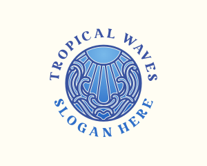 Sea Wave Sun logo design