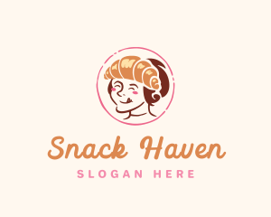 Croissant Girl Bakery logo design