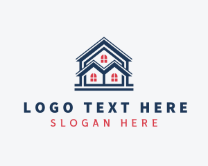 Town House - House Village Roofing logo design