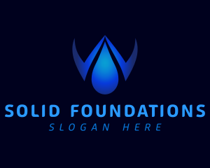 Water Station - Liquid Drop Letter W logo design