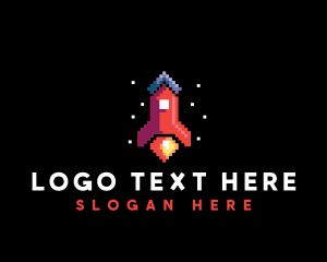 Space Rocket Pixel logo design