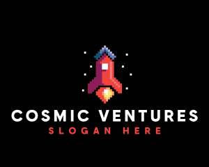 Space - Space Rocket Pixel logo design