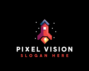 Space Rocket Pixel logo design