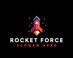 Missile - Space Rocket Pixel logo design