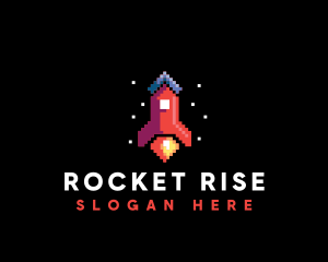 Space Rocket Pixel logo design