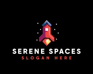 Space Rocket Pixel logo design