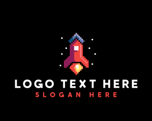 Gamer - Space Rocket Pixel logo design