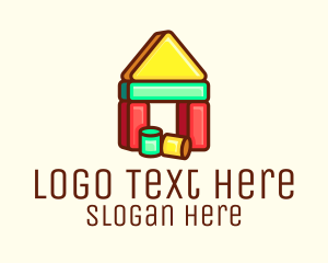 Playing - House Blocks Toy logo design