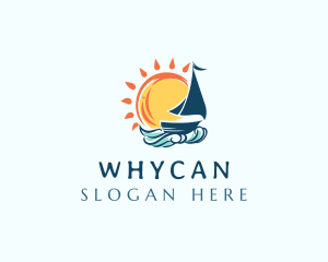 Sail Boat Ocean Wave Logo