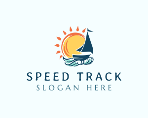 Ocean - Sail Boat Ocean Wave logo design