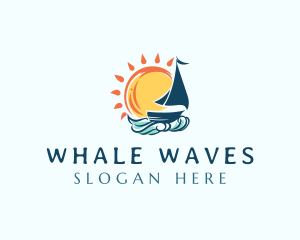 Sail Boat Ocean Wave logo design