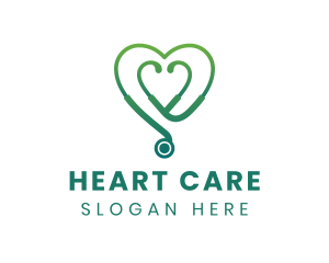 Cardiology - Green Heart Stethoscope logo design