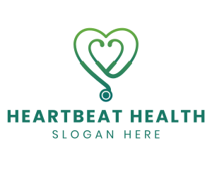 Cardiology - Green Heart Stethoscope logo design