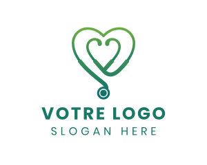 Clinic - Green Heart Stethoscope logo design