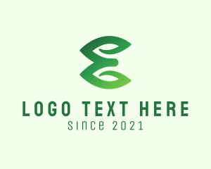 Vegan - Natural Leaf Letter E logo design
