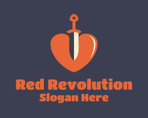 Red Dagger Heart logo design