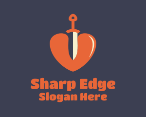 Stab - Red Dagger Heart logo design