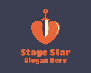 Actor - Red Dagger Heart logo design