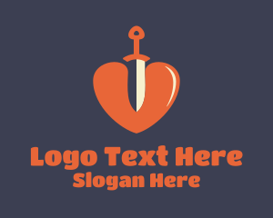 Stab - Red Dagger Heart logo design