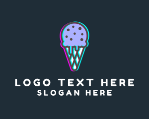 Dairy - Ice Cream Glitch logo design