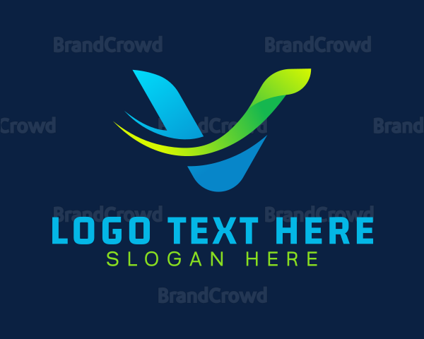 Swoosh Company Letter V Logo