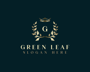 Regal Crown Leaf logo design