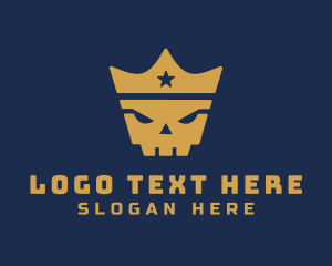 Skate - Gold Crown Skull King logo design