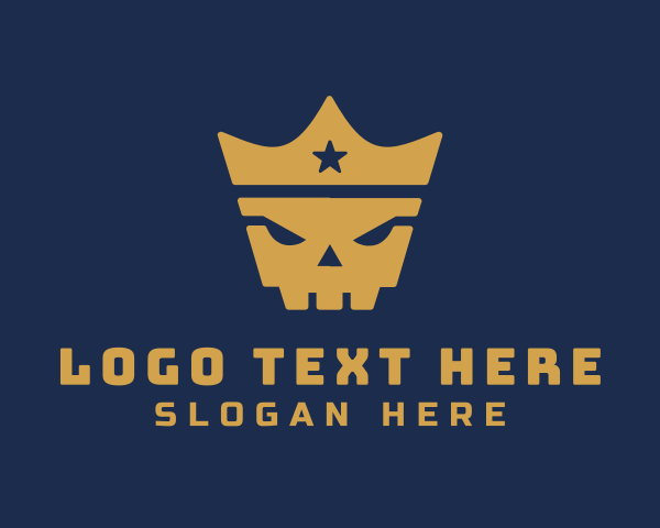 Halloween - Gold Crown Skull King logo design