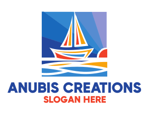 Sunrise Sailboat Boat Painting logo design