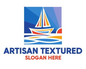 Sunrise Sailboat Boat Painting logo design