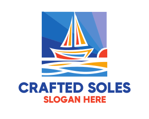 Sunrise Sailboat Boat Painting logo design