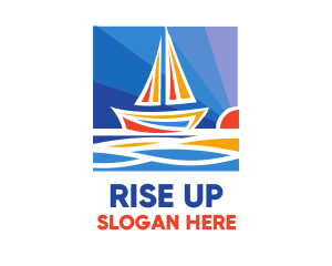 Sunrise Sailboat Boat Painting logo design