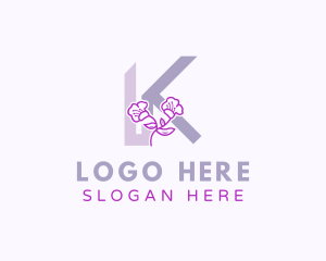 Dermatology - Floral Makeup Letter K logo design