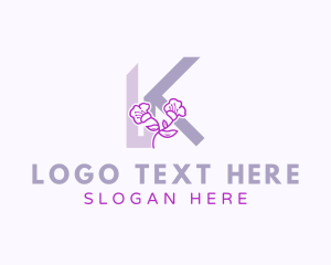 Makeup - Floral Makeup Letter K logo design