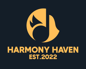 Harmony - Moon Musical Note logo design