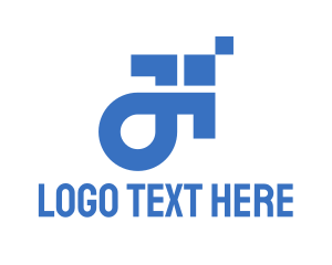 Pixel - Blue Pixel Arrow logo design