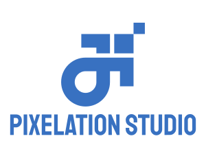 Pixelation - Blue Pixel Arrow logo design