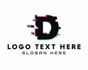 Multimedia - Cyber Glitch Letter D logo design