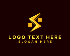 Voltage - Lightning Roof  House logo design