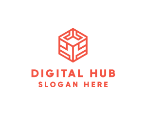 Orange Digital Cube logo design