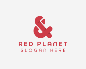 Red Ampersand Lettering logo design