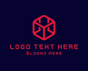Cyberspace - Digital Technology Cube logo design