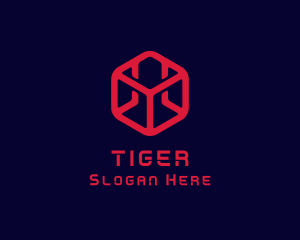 Gold Hexagon - Digital Technology Cube logo design