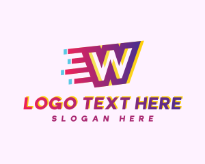 Glitchy - Speedy Delivery Letter W logo design