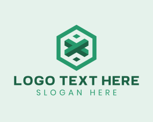 Design Studio - Green Letter X Emblem logo design